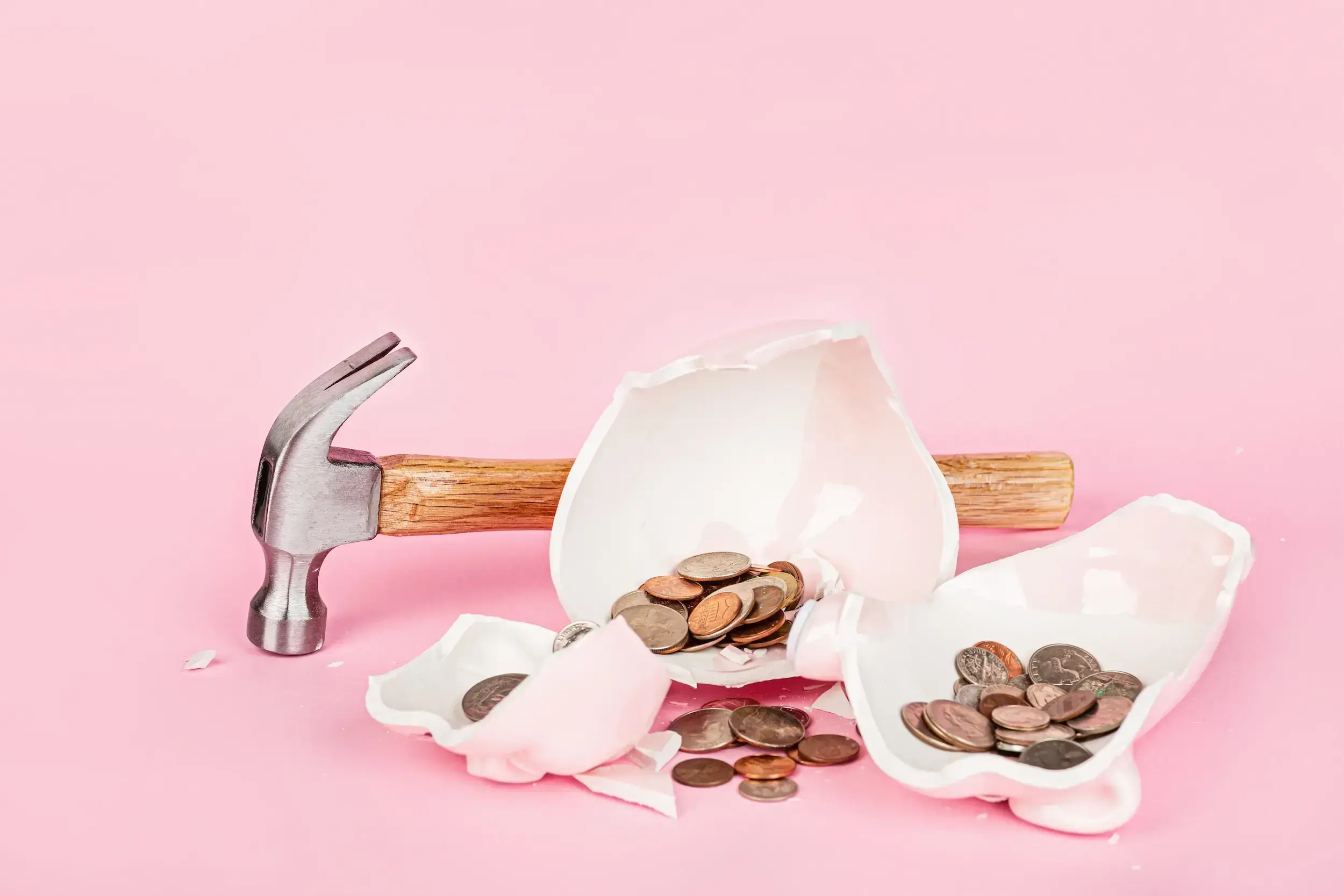 A broken piggy bank